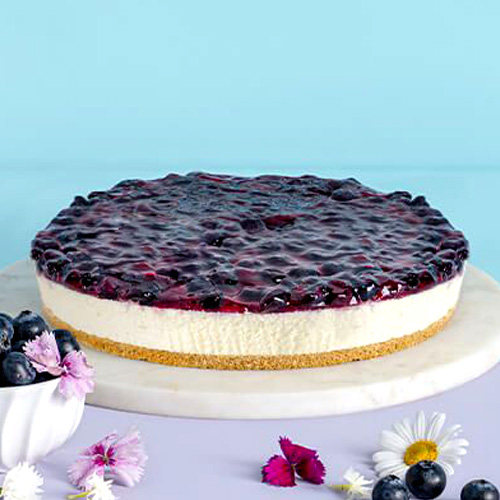 Eggless Blueberry Cheesecake
